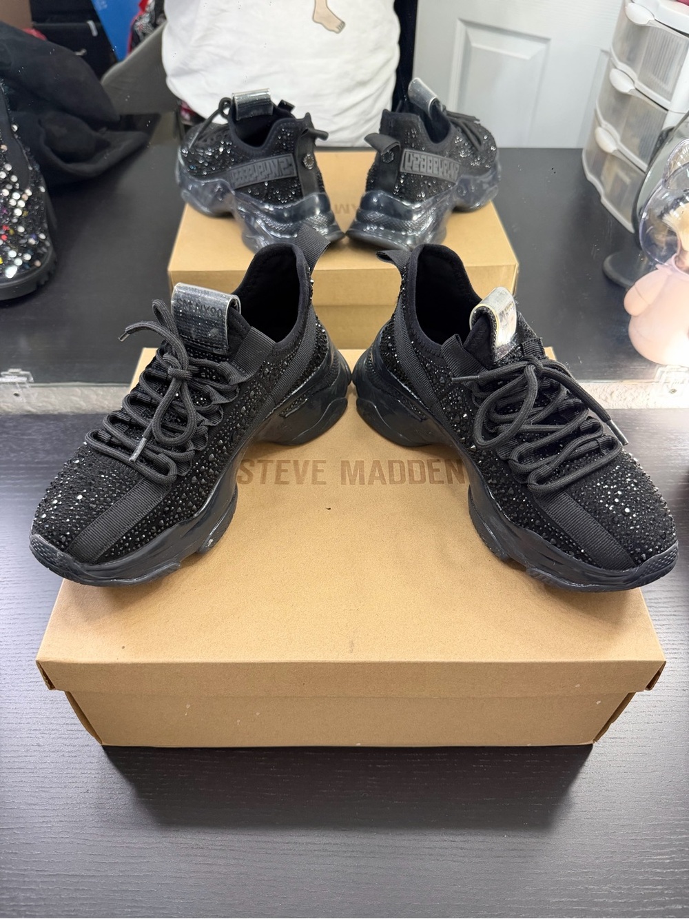 Steve Madden "Maxima" Rhinestone Trainer Sneakers